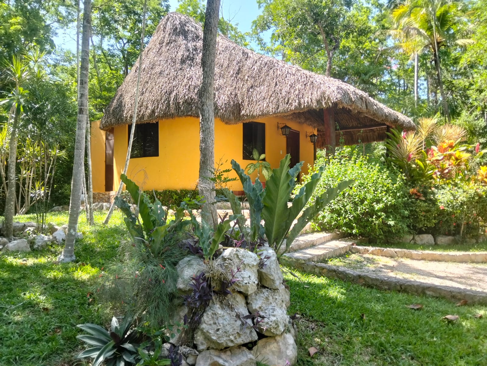 Cabaña palapa en la selva